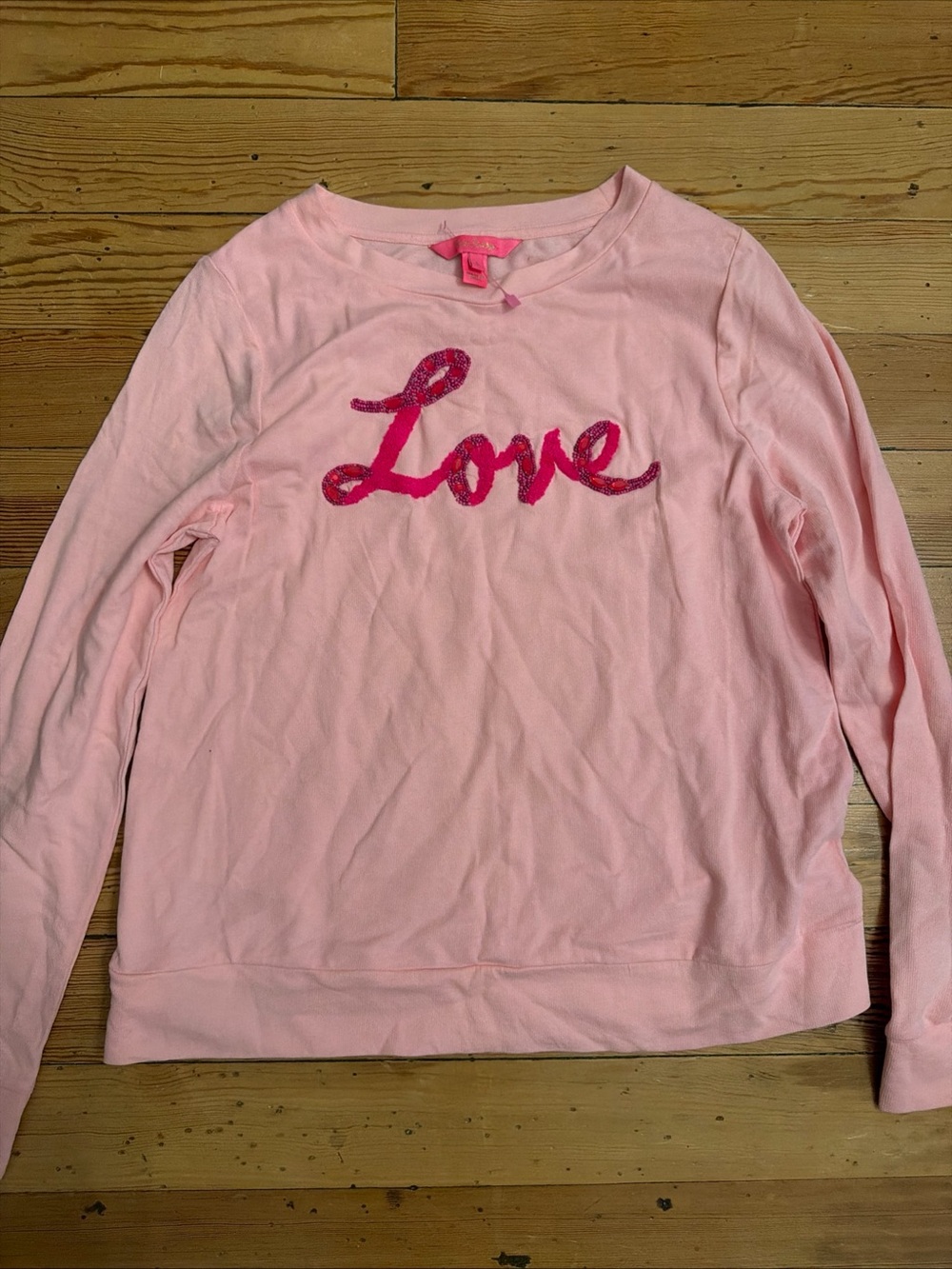 Lilly Pulitzer Pink Blossom LOVE RAMI SWEATSHIRT 100% Cotton Pullover Small NWOT
